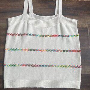 Bibi White with colorful detail sweater tank size L